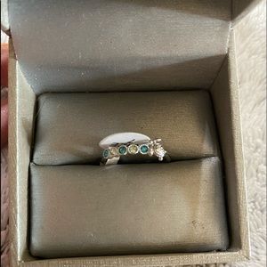 Fragrant Jewels Ring Sea Turtle Dainty Turtle & Stones Size 7 Blue Green